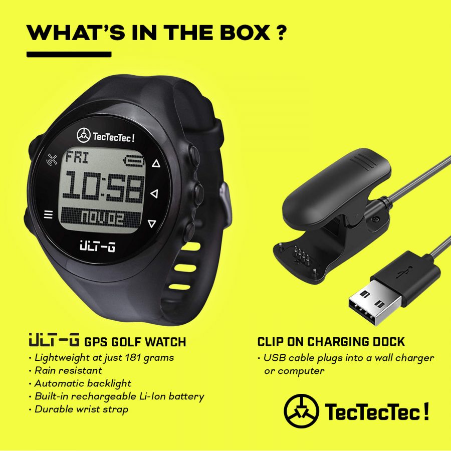 TecTecTec what’s in the box ULT-G precision satellite gps golf watch